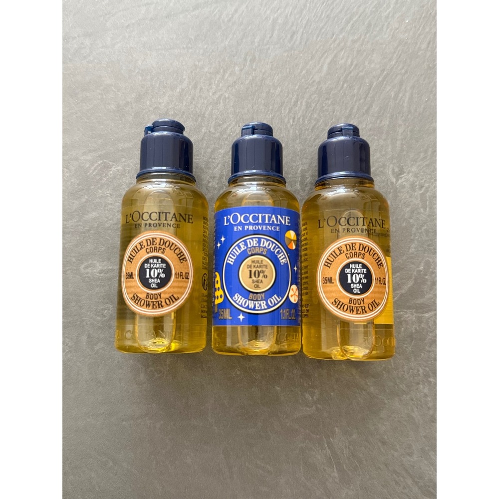 L'Occitane Shea Body Shower Oil 35ml Travel Size Set of 3 1.1 fl oz Each